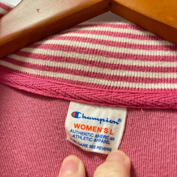 Vintage Champion Plush Velour Zip-Up Track Jacket Pink - Picture 7 of 12